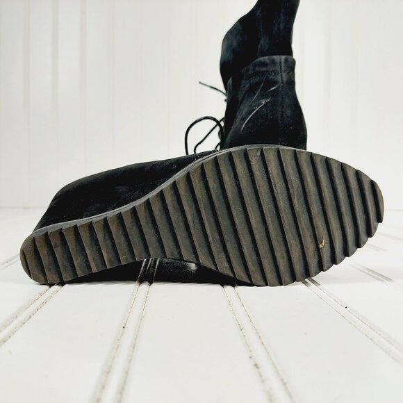 Gentle Souls by Kenneth Cole Black Suede Leather Lace Up Wedge Ankle Boots H552 - Picture 10 of 11